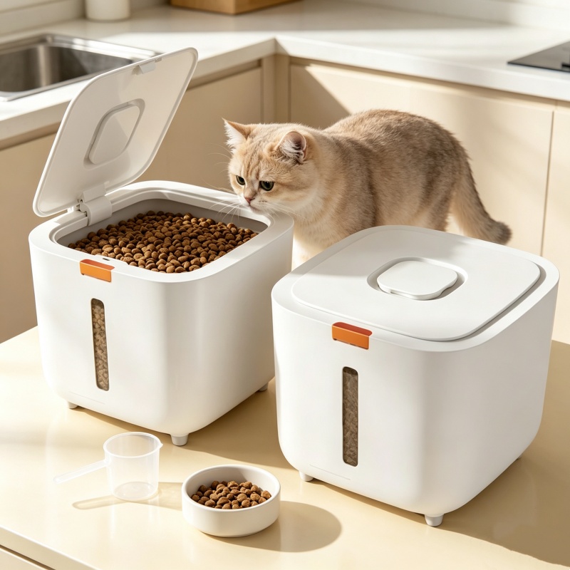 Food Storage With Dividers - 5/7KG Tierfutter-Aufbewahrungsbox, Versiegelter Tierfutterbehälter, Luftdichter Katzen-