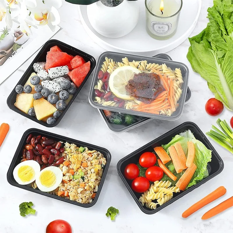 Food Storage Oven Safe - 1–100 Stück schwarze Einweg-Lebensmittelbehälter aus Kunststoff