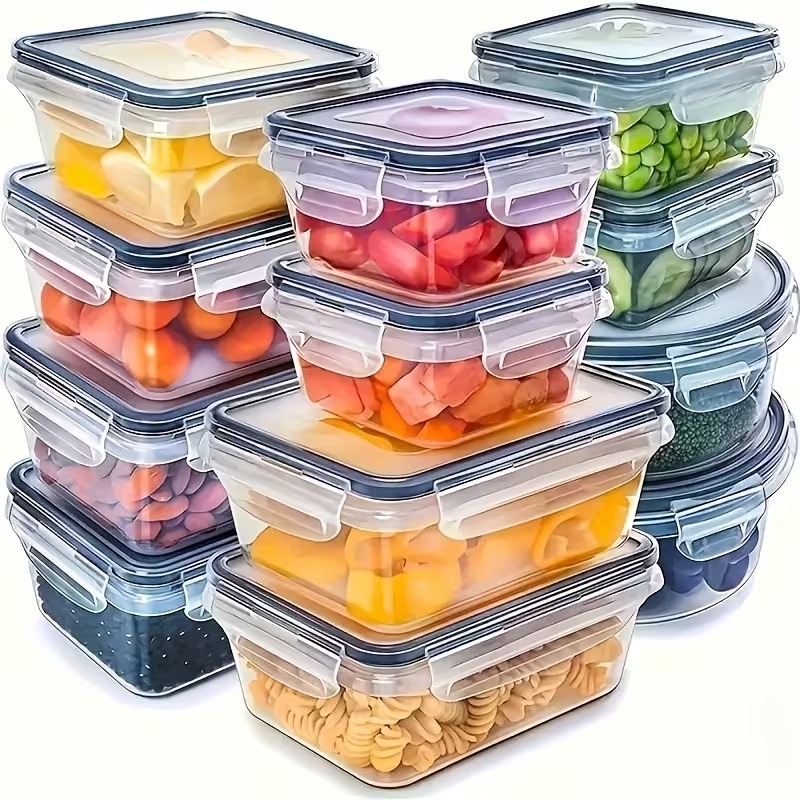 Food Storage Meals - 4-teiliges Set Transparente Lebensmittelbehälter mit Schnappverschlüssen,